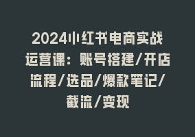 2024小红书电商实战运营课：账号搭建/开店流程/选品/爆款笔记/截流/变现868网课-868网课系统868网课系统