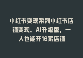 小红书变现系列小红书店铺变现，AI升级版，一人也能开16家店铺868网课-868网课系统868网课系统