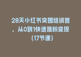 28天小红书突围培训营，从0到1快速涨粉变现（17节课）868网课-868网课系统868网课系统