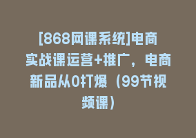 [868网课系统]电商实战课运营+推广，电商新品从0打爆（99节视频课）868网课-868网课系统868网课系统
