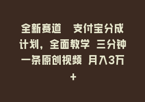全新赛道  支付宝分成计划，全面教学 三分钟一条原创视频 月入3万＋868网课-868网课系统868网课系统