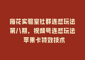 梅花实验室社群连怼玩法第八期，视频号连怼玩法 苹果卡特效技术868网课-868网课系统868网课系统