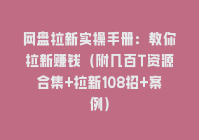 网盘拉新实操手册：教你拉新赚钱（附几百T资源合集+拉新108招+案例）868网课-868网课系统868网课系统