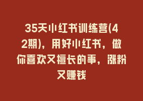 35天小红书训练营(42期)，用好小红书，做你喜欢又擅长的事，涨粉又赚钱868网课-868网课系统868网课系统