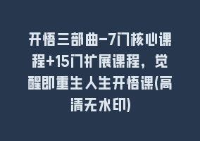 开悟三部曲-7门核心课程+15门扩展课程，觉醒即重生人生开悟课(高清无水印)868网课-868网课系统868网课系统